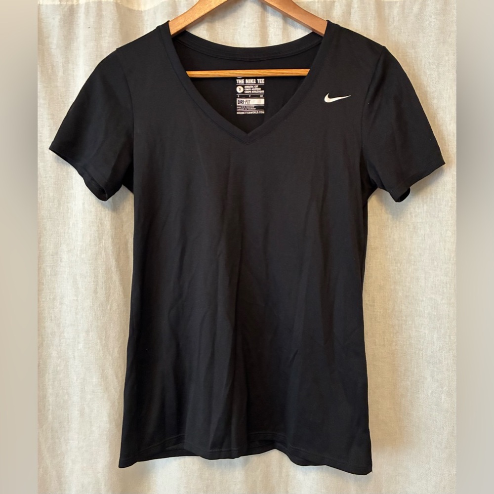 Nike Black V-Neck Dri-Fit Short Sleeve Women's Tee